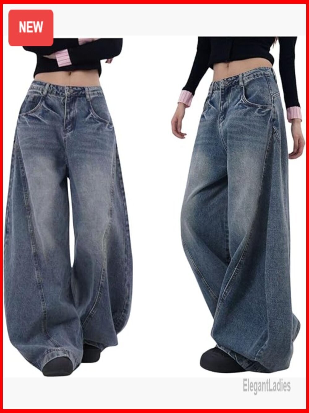 High Waisted Barrel Leg Boyfriend Jeans Wide Leg Palazzo Pants